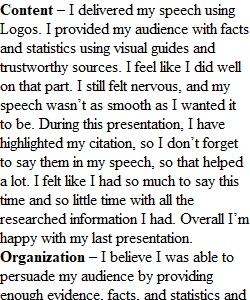 Persuasive Speech Self-Evaluation